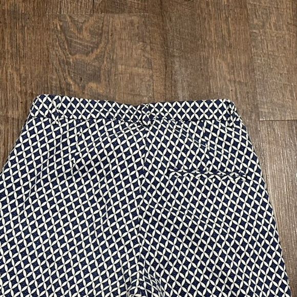 H&M Ankle Pants Women's Size 2 Diamond Geometric Trousers Print Blue White - Picture 7 of 8